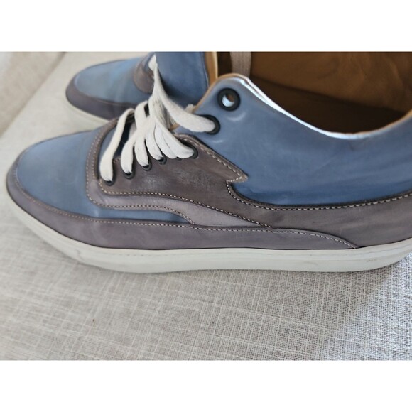 Ace Marks Men\'s 8 Navy and Blue Sneakers High-Top Beautiful Italian Leather main image 12